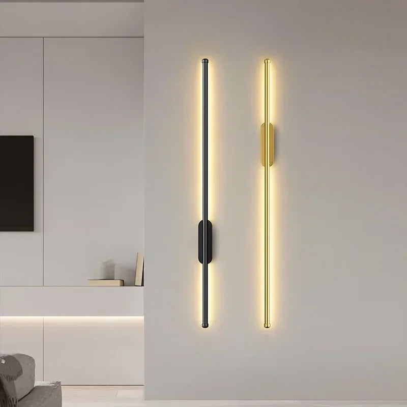 AerisLume Slim Contemporary LED Wall Lamp in Black or Gold